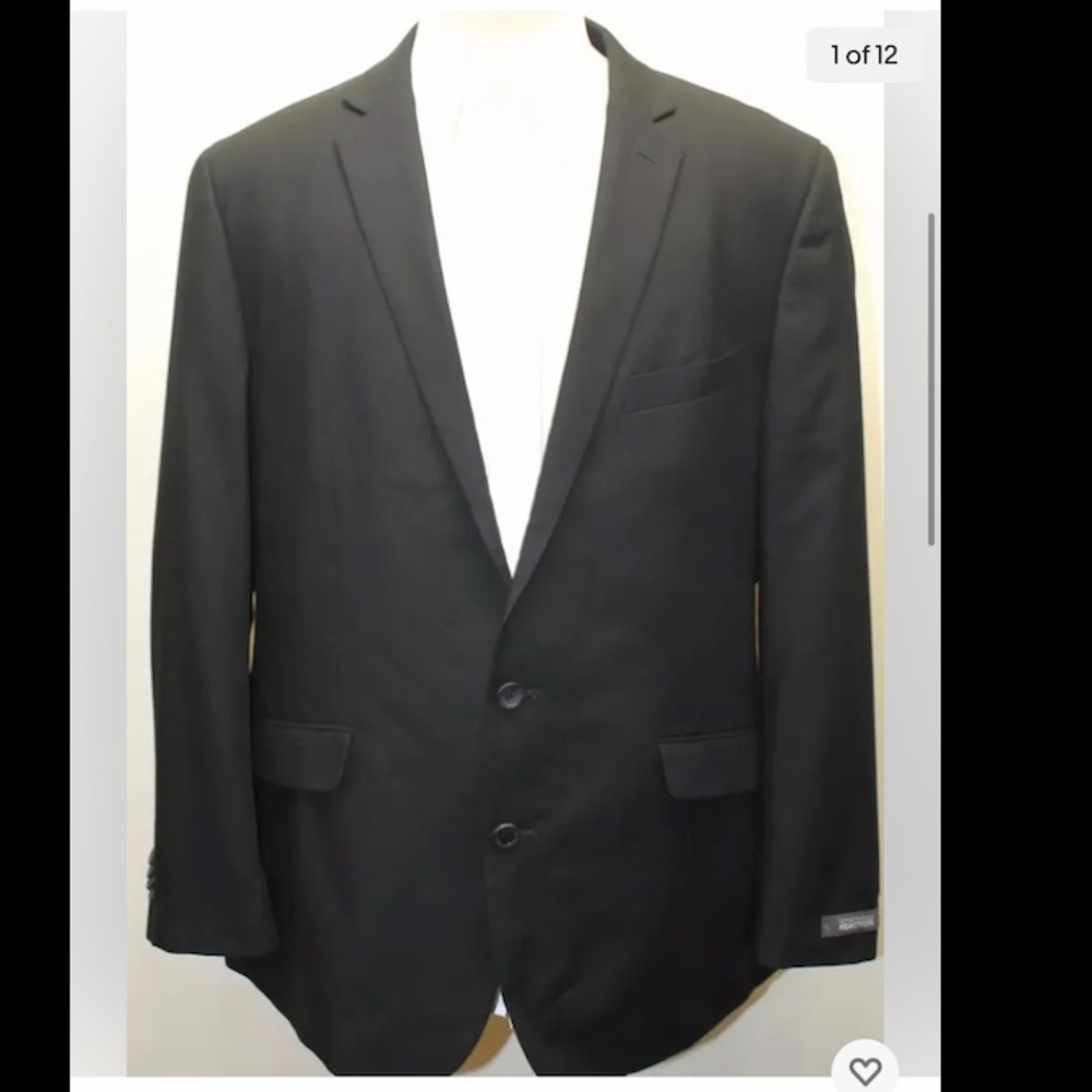 Kenneth Cole with Blackberry Logo Men Black Blazer Lined 44R 2 Buttons